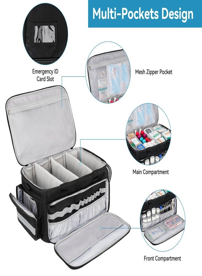 Jaffzora Medical Bag, Medical Equipment Case Empty, Large Home Health Nurse Bag with Shoulder Strap, Medication First Aid Organizer for Therapist, Doctors, Nursing Students (Black) - Image 3
